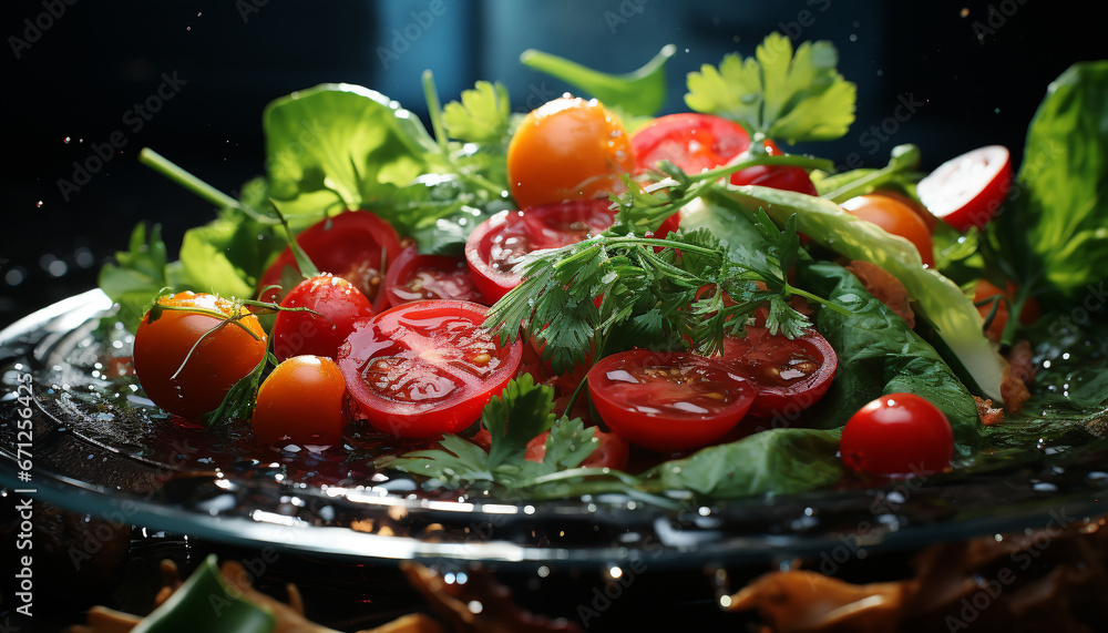 Freshness on a plate  healthy salad with organic vegetables generated by AI