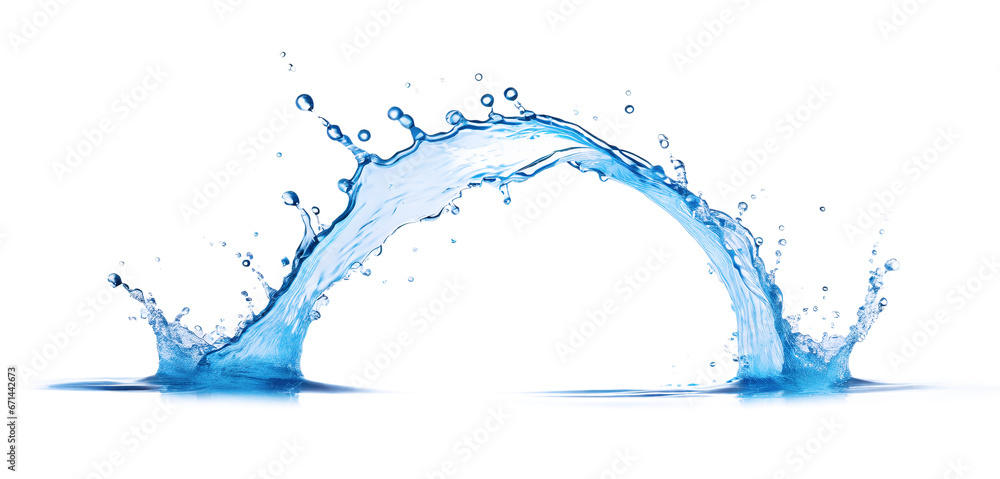 Splash of pure blue water element on a transparent background, for use in your design. PNG file