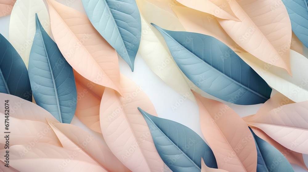 Leaves background in Aesthetic minimalism style. Soft pastel and neutral colors elements for social media. Elegant premium design with minimal style. Touch of sophistication to any project.