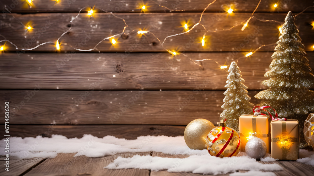 Christmas decoration on wooden background