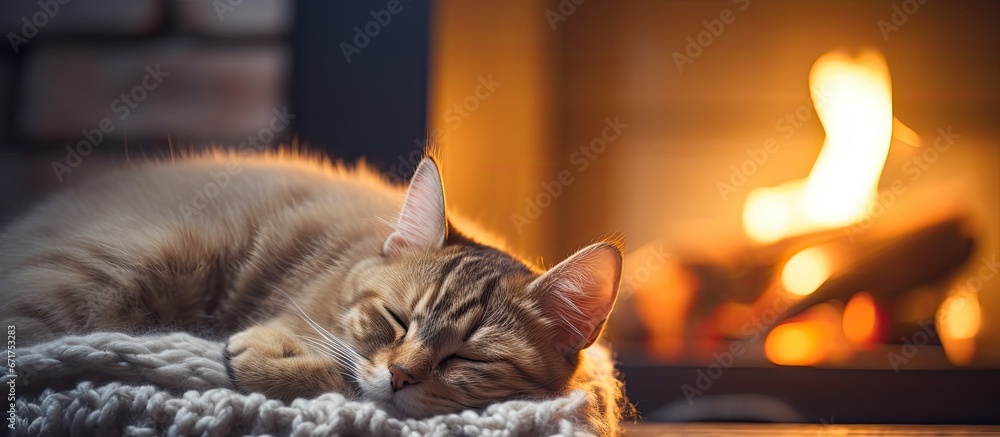 Comfortable feline residing in a cozy abode