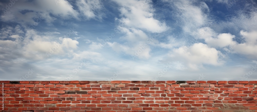 Red walls constructed of bricks under a sky filled with clouds