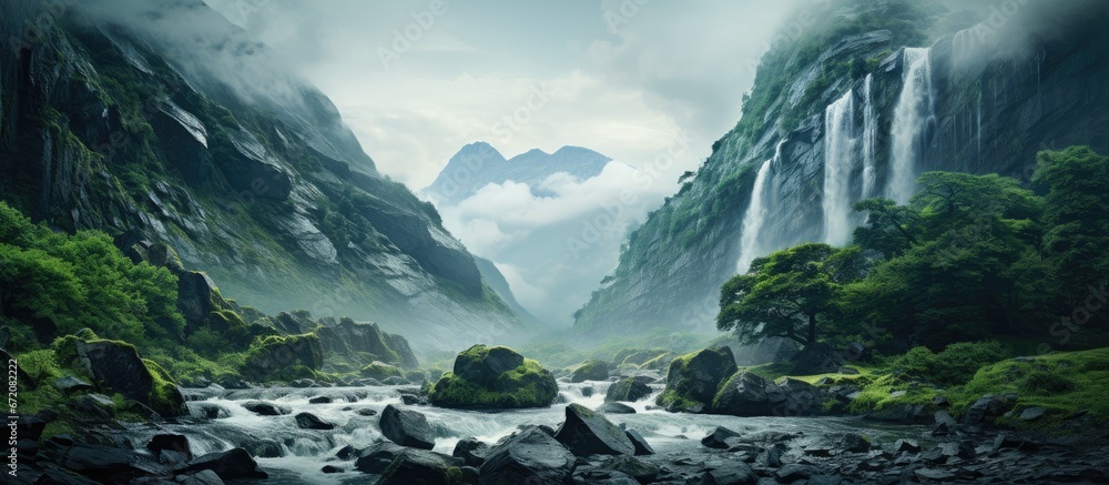 Mountainous cascade