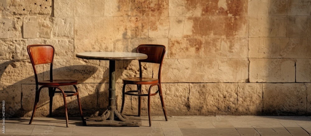 A cafe in Israel houses a chair and a table