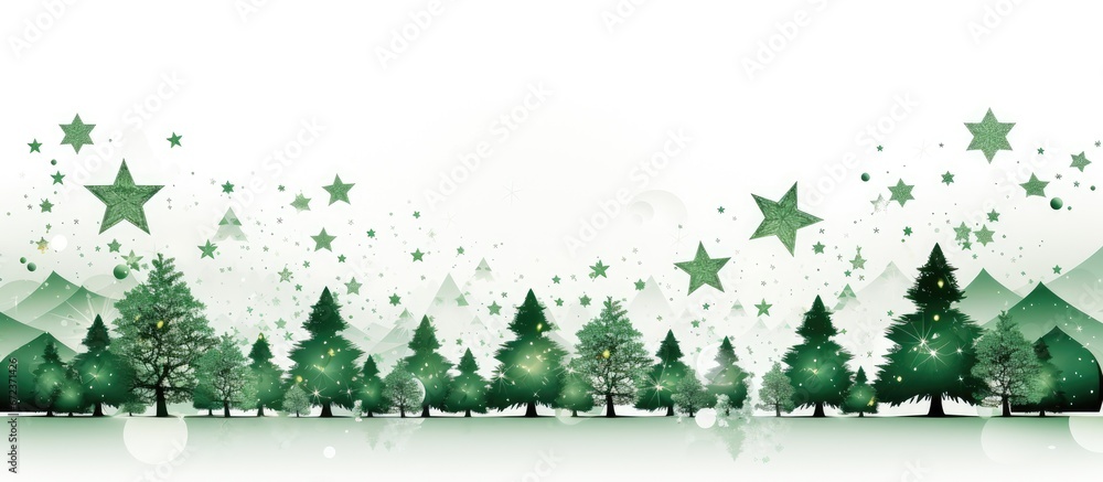 A green decked silhouette of a Christmas tree set apart against a white backdrop