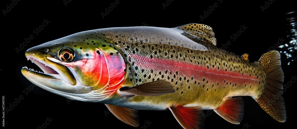 A New Zealand rainbow trout caught from a river filled with fresh water in the northern island