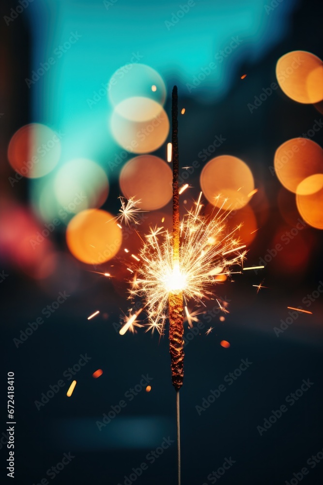 sparkler with lights on a background