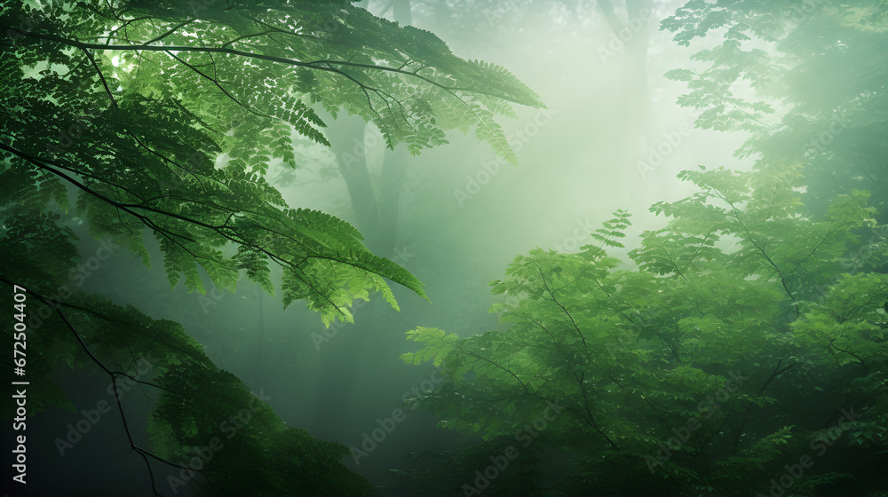 sunlight shining through the trees in a forest with green leaves.This nature-themed asset is perfect for designs related to outdoors, environment, tranquility, and natural beauty.