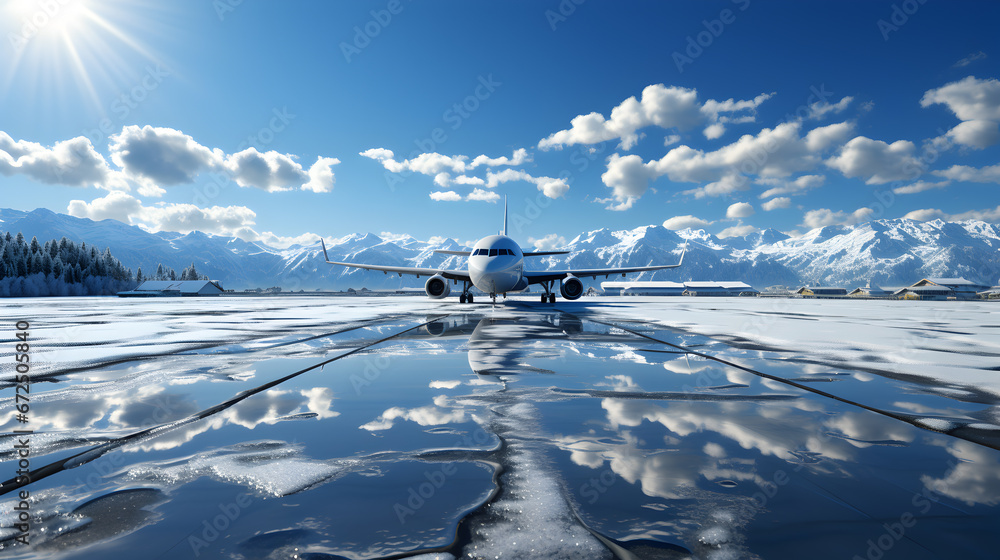 plane taking off from airport runways for traveling and transport business,holiday