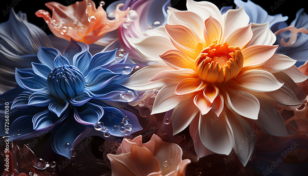 Nature beauty in a single flower, underwater elegance, generative Ai generated by AI