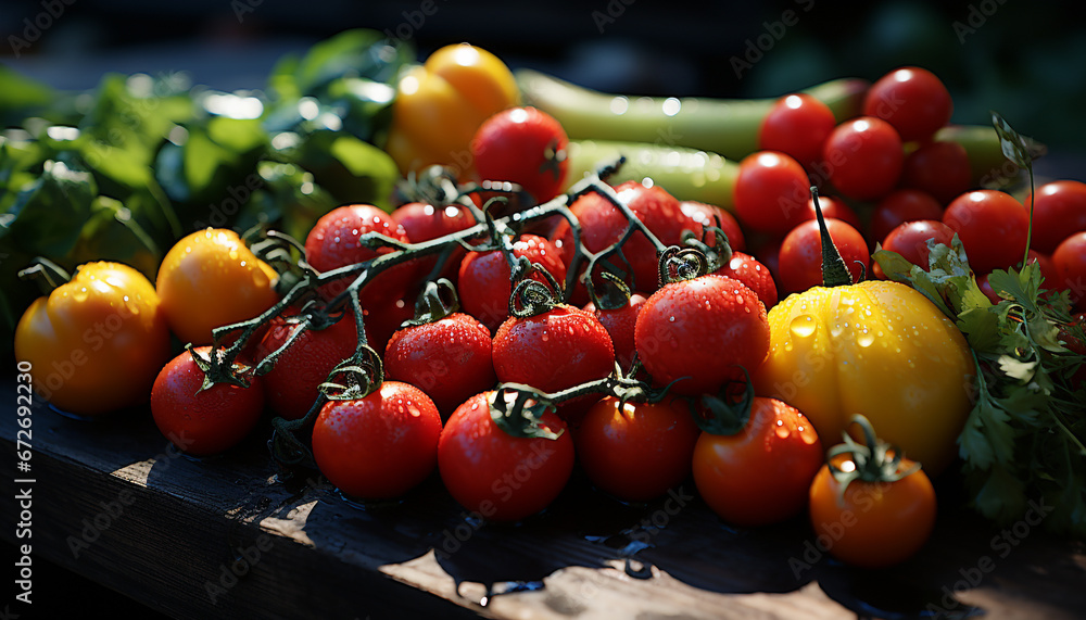 Freshness and nature combine in a healthy, organic vegetable garden generated by AI