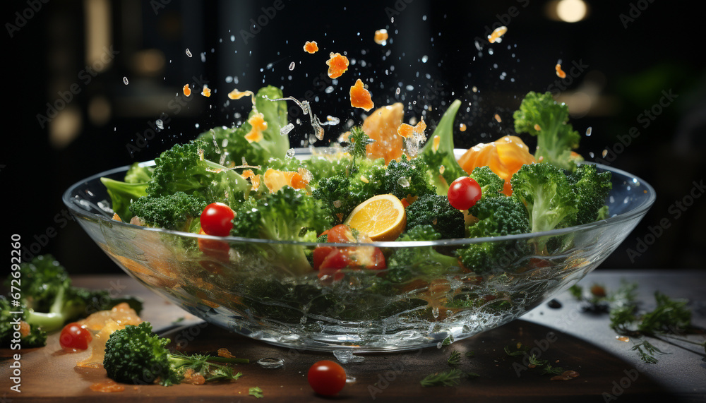 Freshness and nature in a bowl  healthy salad with organic vegetables generated by AI