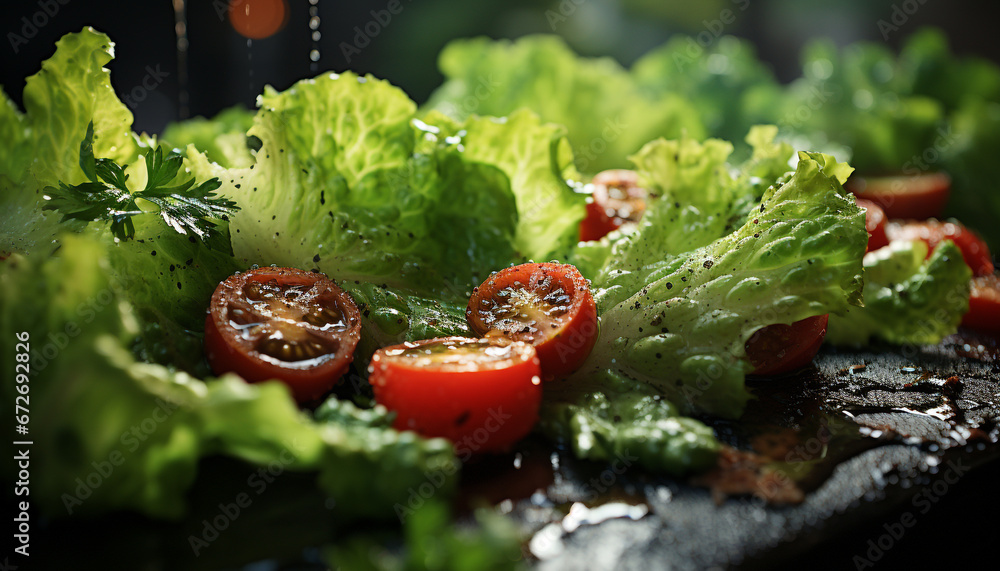 Freshness on a plate  healthy, vegetarian gourmet salad with organic ingredients generated by AI