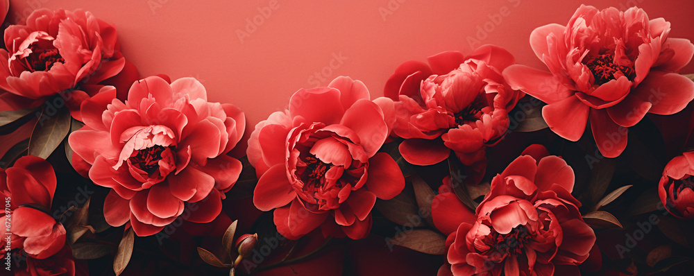 Beautiful red peony flowers