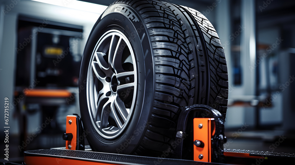 Mechanic repairing tire: Vulcanization, Tire Sales Worker Finishing Change of Car Wheels.