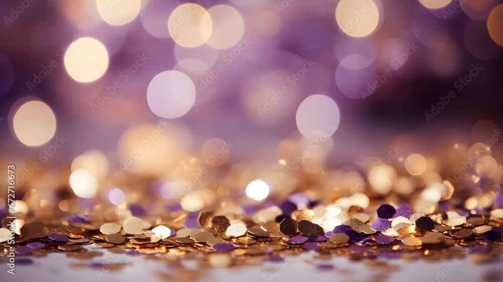 gold and purple abstract glitter confetti background, purple glitter background, abstract background, particle purple