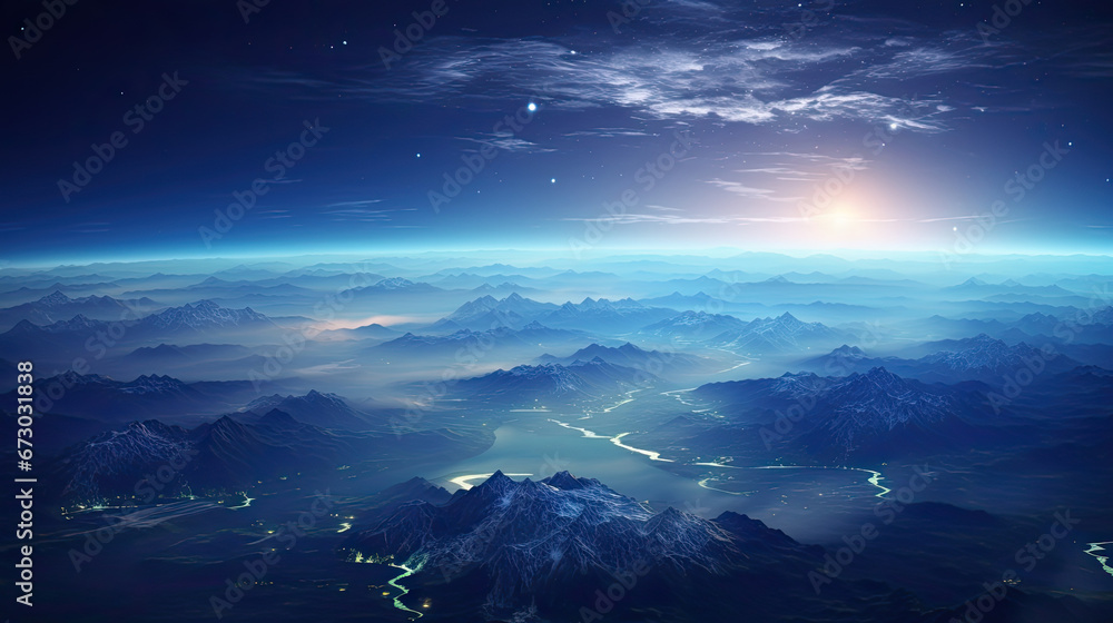 space view, planet at night, A beautiful night seen from the space