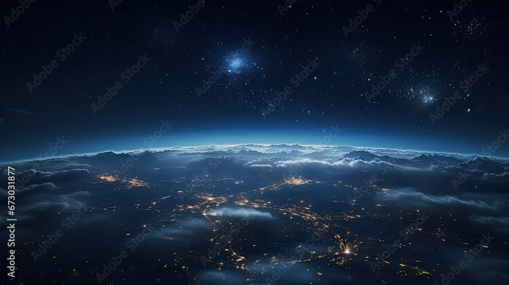 space view, planet at night, A beautiful night seen from the space