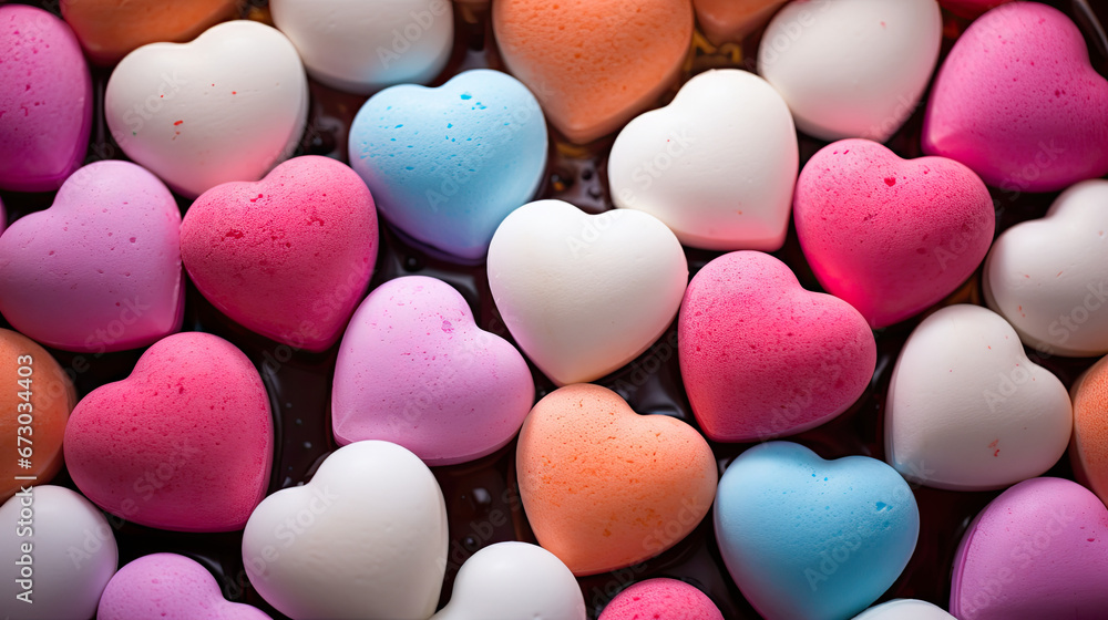 pink heart candy, colorful heart shaped candies background