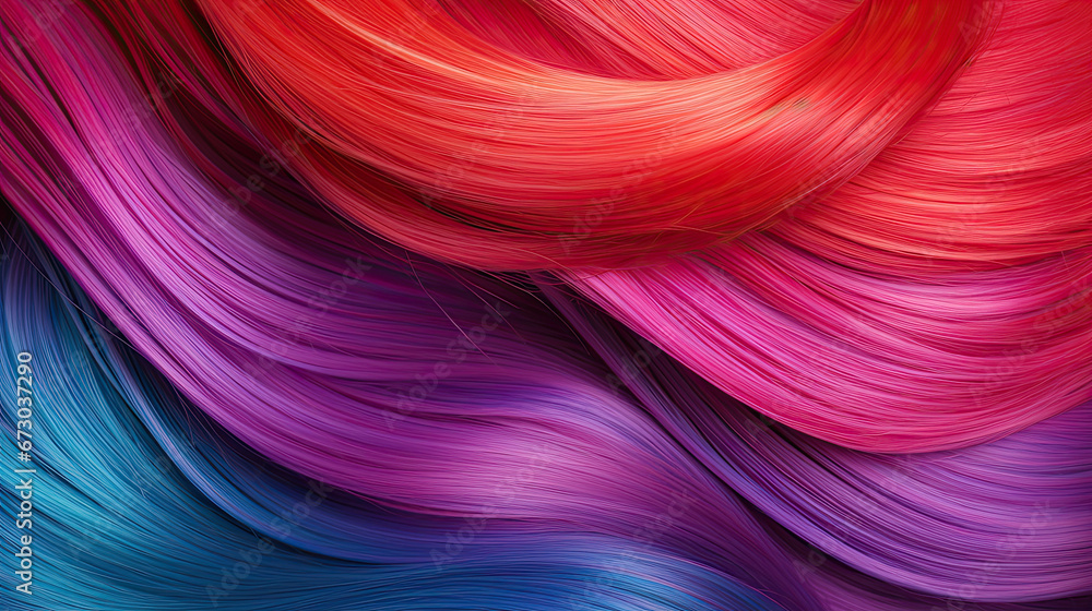 colorful hair background, red blue , pink  hair color background