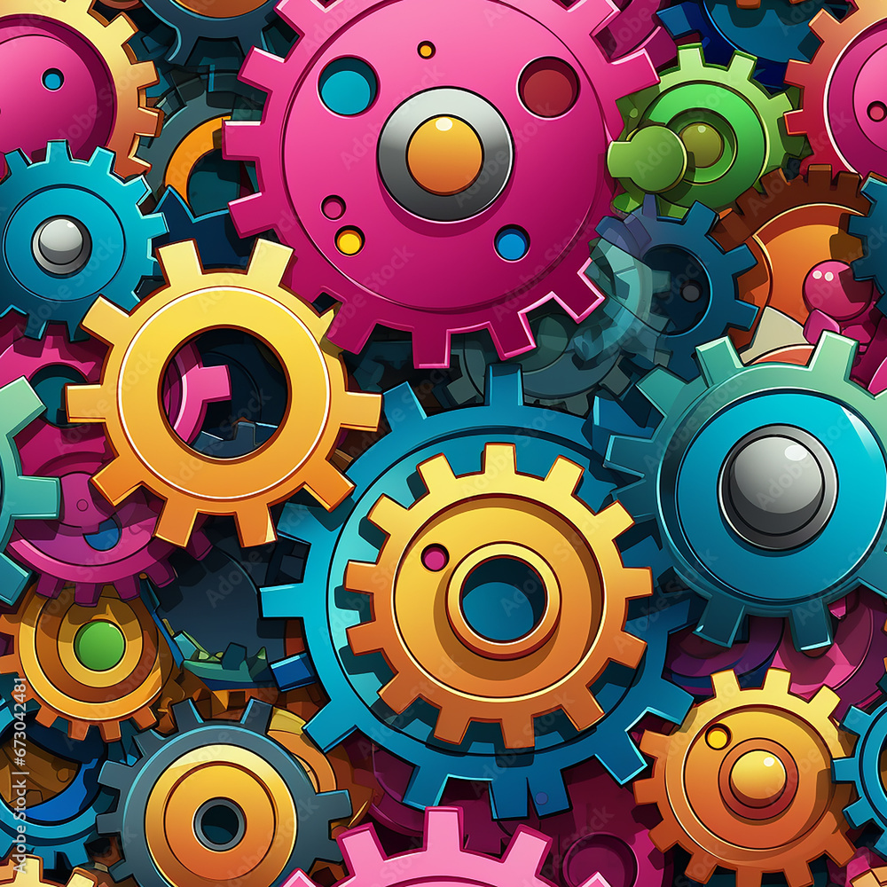 cartoon gears background seamless pattern