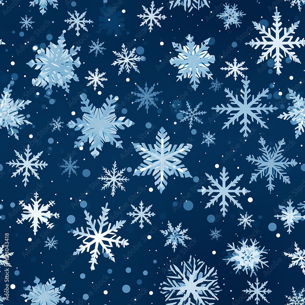 blue snowflake background seamless pattern.