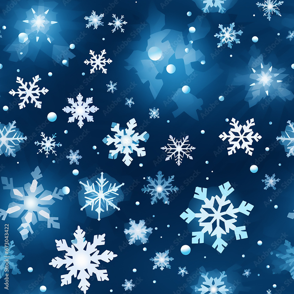 blue snowflake background seamless pattern.