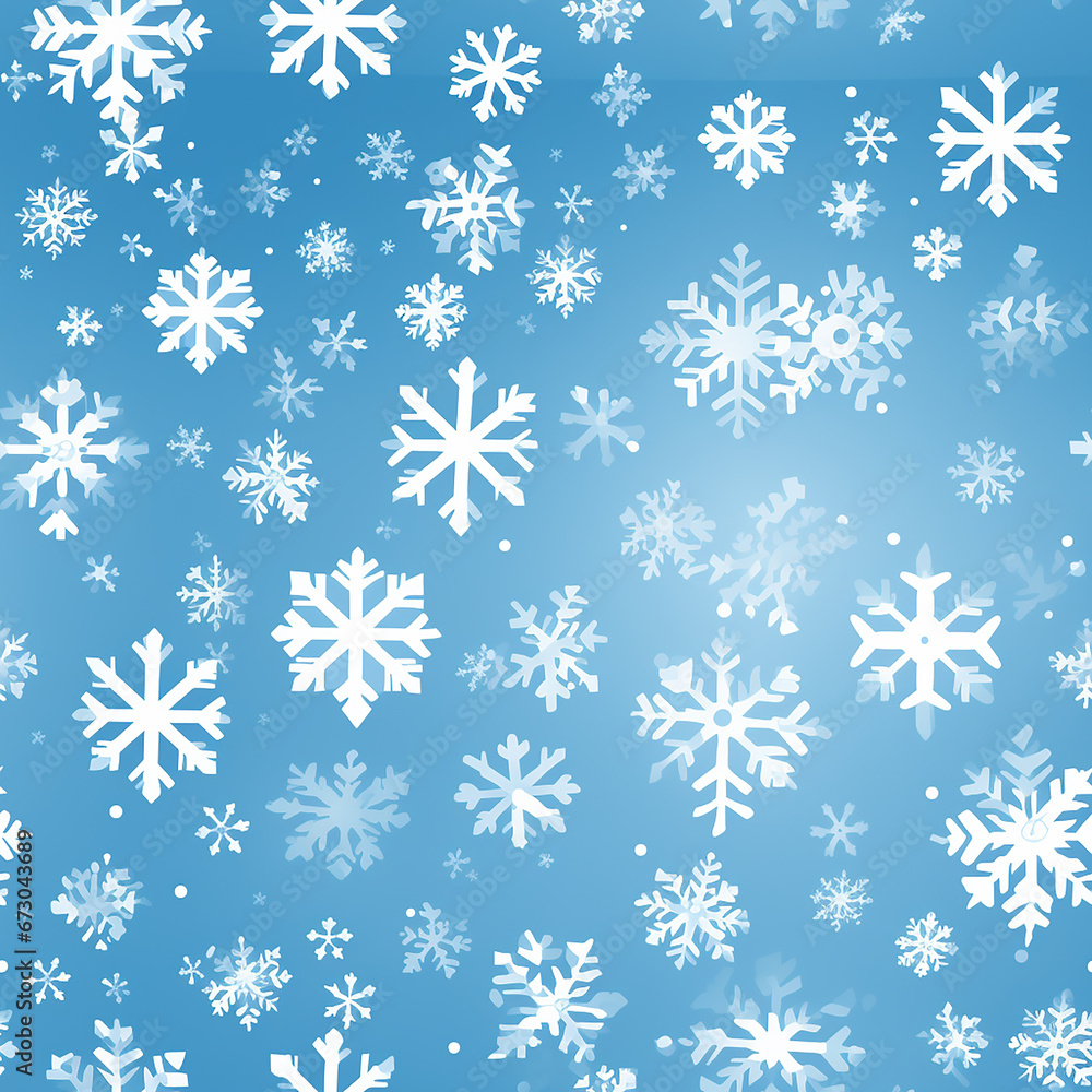 blue snowflake background seamless pattern.