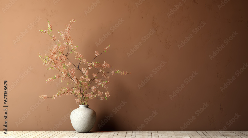 mockup vase flower with empty space ,design for product presentation background or branding in Japan style	