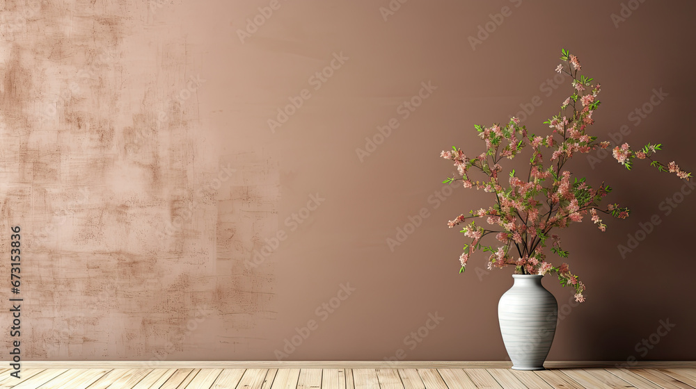 mockup vase flower with empty space ,design for product presentation background or branding in Japan style	