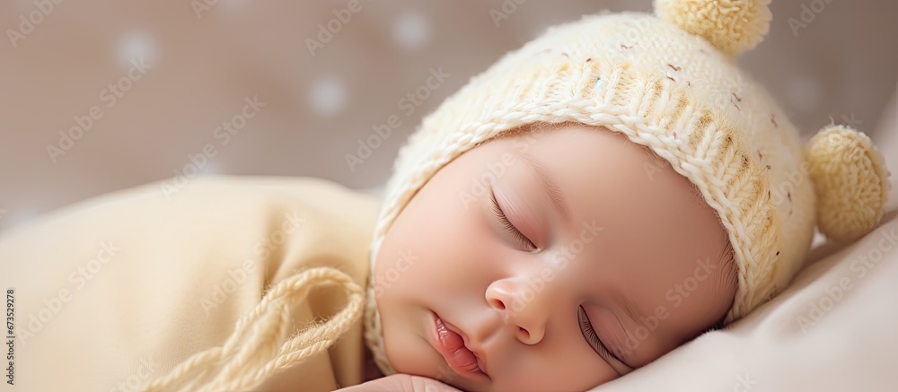 Indoor depiction of a peacefully slumbering newborn infant