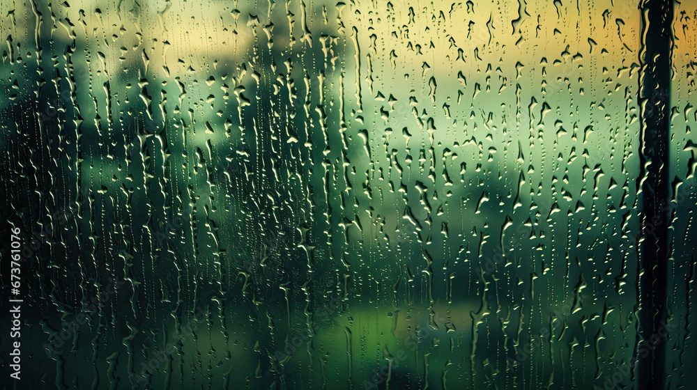 rain drops on window, Window with raindrops and bokeh