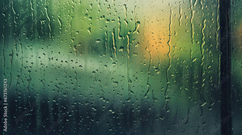 rain drops on window, Window with raindrops and bokeh