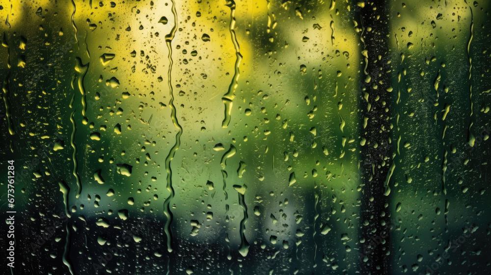 rain drops on window, Window with raindrops and bokeh