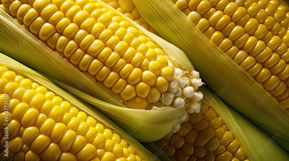 close up Corncobs or corn ears , Fresh sweet corn