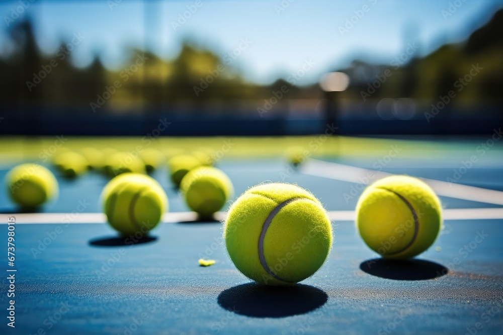 Concept of a sporty lifestyle, Tennis ball on tennis court.