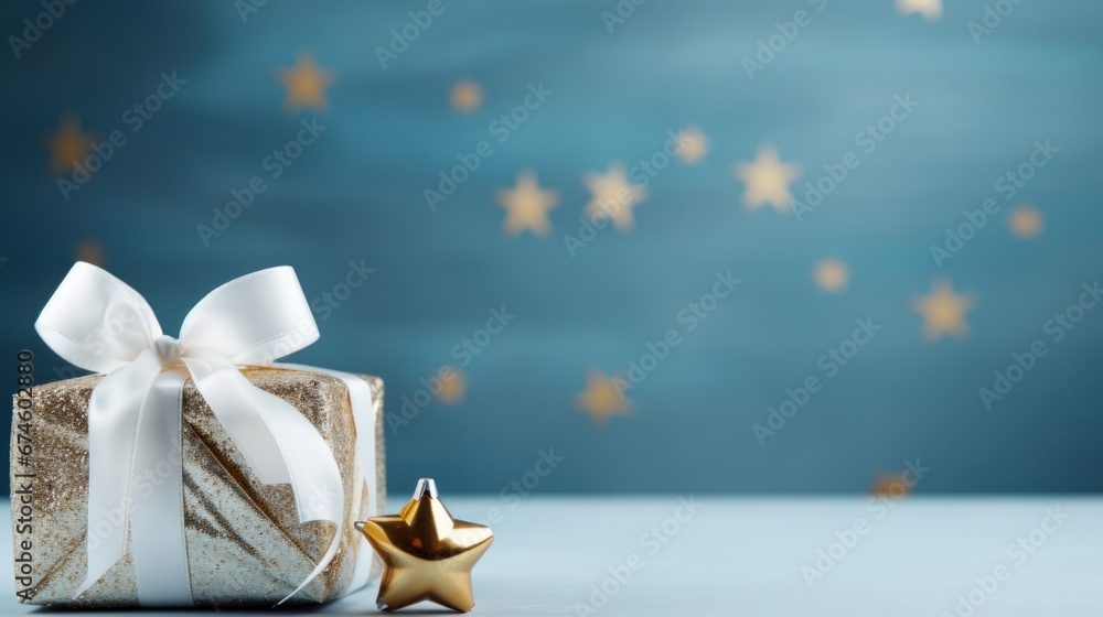 christmas box background with starry background