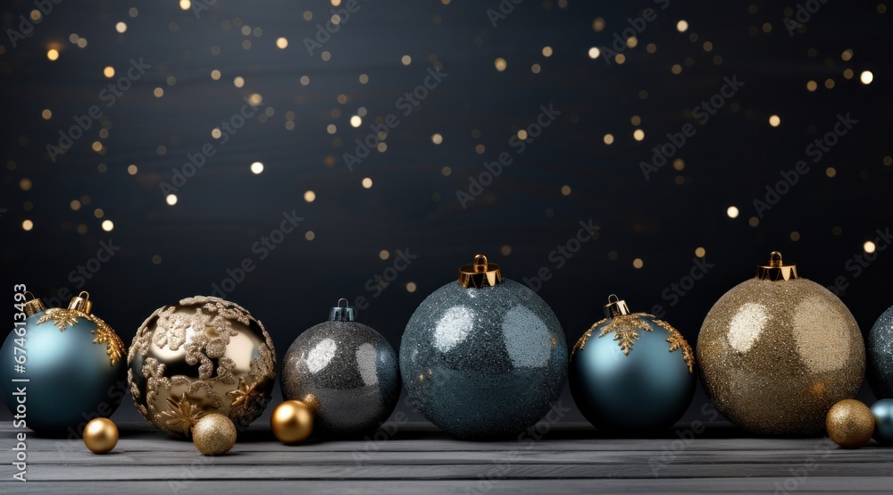 christmas baubles on a wooden surface