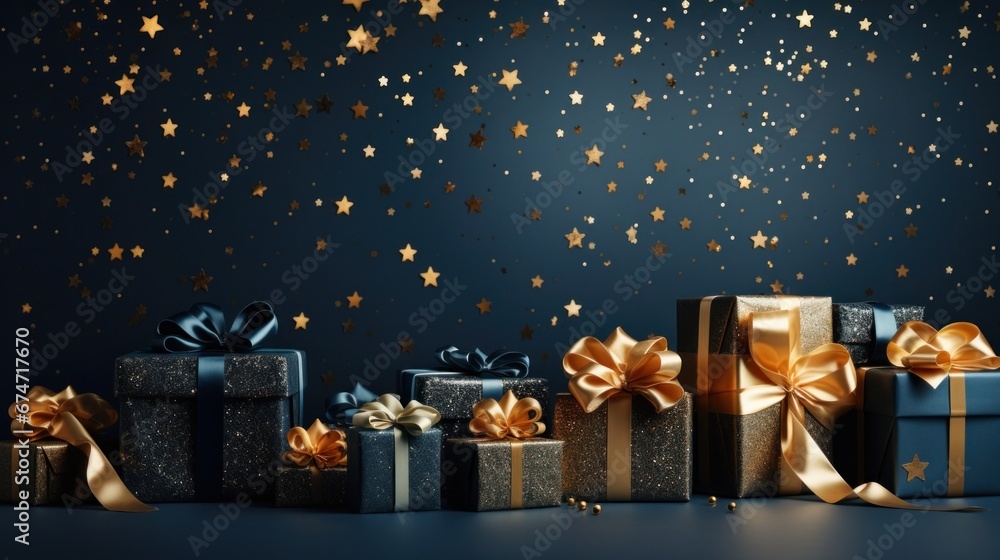 christmas box background with starry background