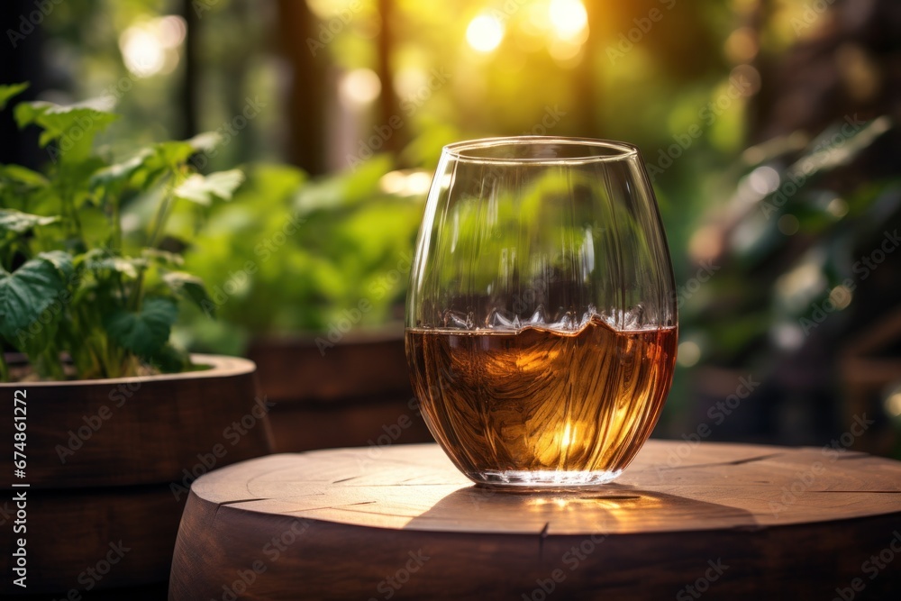 wine glass and barrels on the table for barrels image by adam djaja