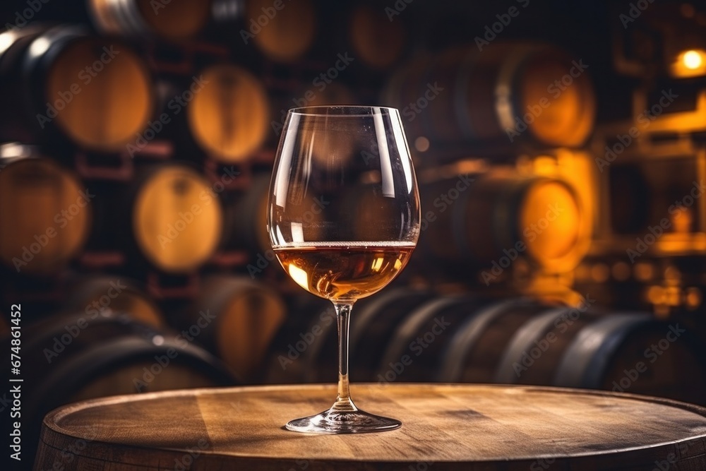 wine glass and barrels on the table for barrels image by adam djaja