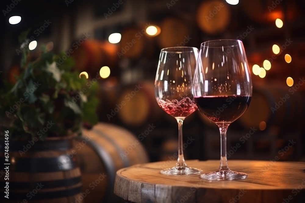 wine glass and barrels on the table for barrels image by adam djaja