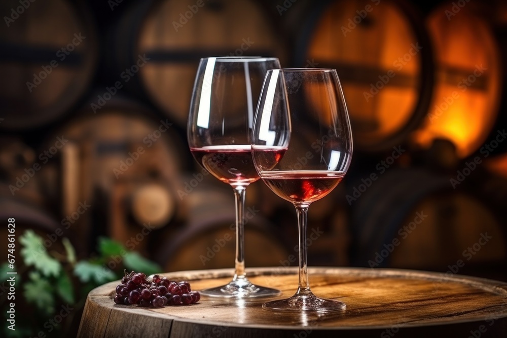 wine glass and barrels on the table for barrels image by adam djaja