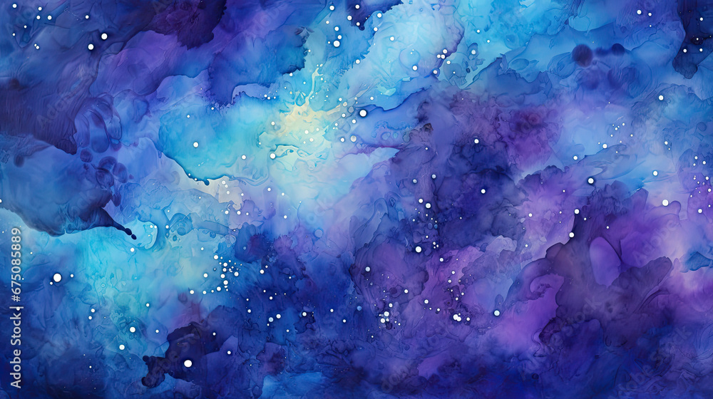 A vibrant abstract painting in shades of purple and blue, perfect for use as a background or a decorative element in graphic design projects or as a digital art print.