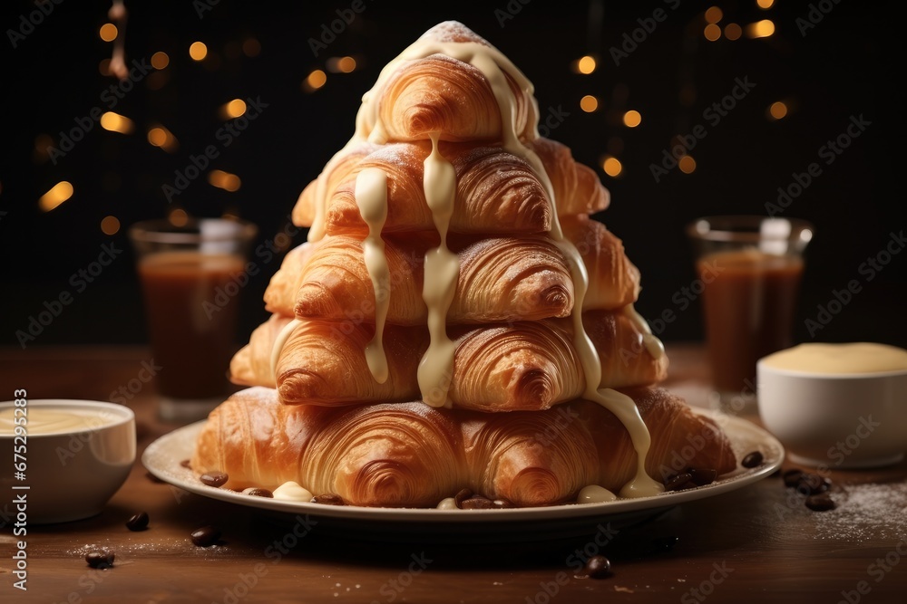 French croissant coffee tower.