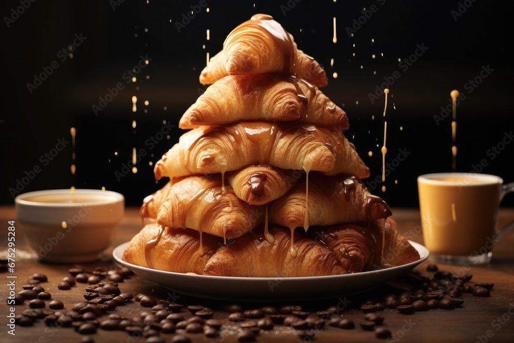 French croissant coffee tower.