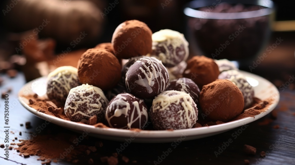 Tasty sweet chocolate truffles.