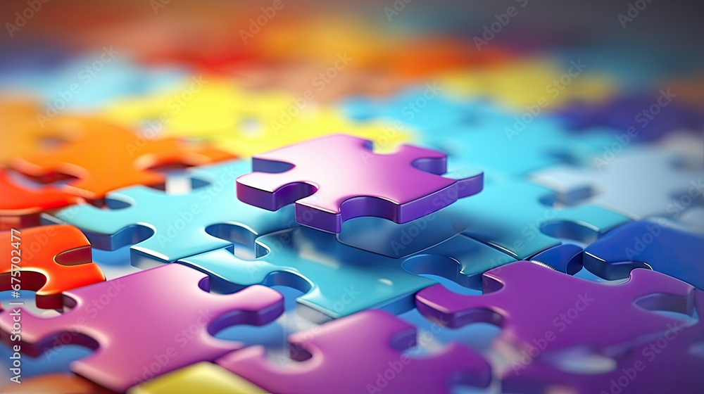 jigsaw puzzle pieces, Jigsaw puzzle connecting together. Team business success partnership or teamwork concept. 3d rendering illustration