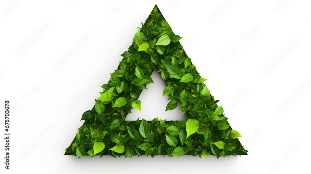 Green triangular Symbol of waste recycling in the style of paper clippings. Ecological concept. The green planet. Earth Day. Mother Nature. Recycling. 