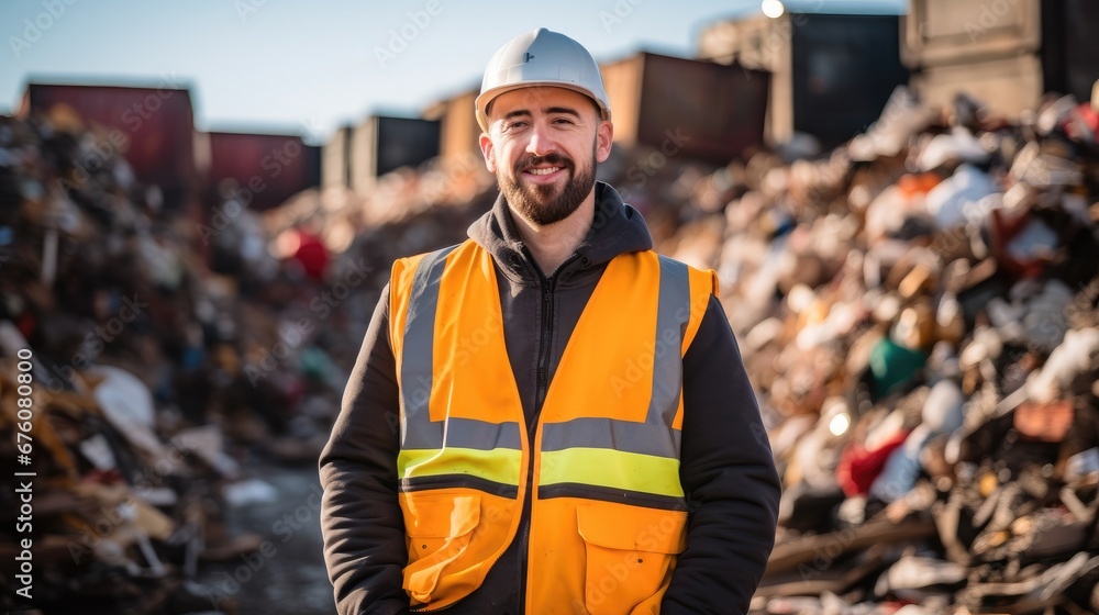 Environmental engineer working at recycling plant.